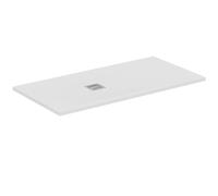 Ideal Standard - Ultra Flat S+, Plato de ducha rectangular ultrafino de resina efecto piedra, 140 x 70 cm, Ideal Solid, desagüe lado corto, blanco