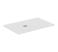 Ideal Standard - Ultra Flat S+, Plato de ducha rectangular ultrafino de resina efecto piedra, 140 x 90 cm, Ideal Solid, desagüe lado corto, blanco