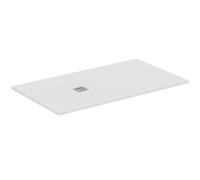 Ideal Standard - Ultra Flat S+, Plato de ducha rectangular ultrafino de resina efecto piedra, 160 x 90 cm, Ideal Solid, desagüe lado corto, blanco