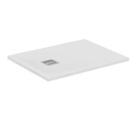 Ideal Standard - Ultra Flat S+, Plato de ducha rectangular ultrafino de resina efecto piedra, 90 x 70 cm, Ideal Solid, desagüe lado corto, blanco