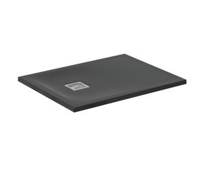 Ideal Standard - Ultra Flat S+, Plato de ducha rectangular ultrafino de resina efecto piedra, 90 x 70 cm, Ideal Solid, desagüe lado corto, negro