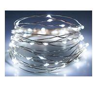 IDEAL STORE Guirnalda de 190 cm de extensión con Cable Plateado y 20 Luces Micro-led Blancas para iluminar Tus Espacios. para Interior. Funciona con 2 Pilas AA, 20 L