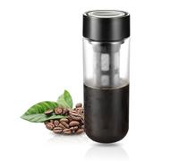 Ideal Swan Cafetera fría de 650 ml portátil con filtro de malla fina, botella de té fría multiusos para café y jugo, cafetera helada para exteriores, viajes, hogar