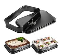 Ideal Swan Molde rectangular de 33 x 23 cm, forma de tiramisú, rectangular, con revestimiento antiadherente, a prueba de fugas, acero al carbono