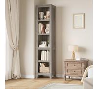 IDEALHOUSE Librería Estrecha de 5 Niveles, Estilo rústico, 181 cm | Estantería independiente con estantes abiertos ajustables y patas de madera efecto madera para oficina