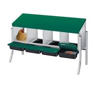 IDEALHOUSE Rollaway Nido de Pollo de Acero galvanizado, Bandeja de Recogida y Tapa, Independiente con Patas o Montaje en Pared, 4 Compartimentos + Soporte, Color Verde