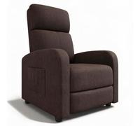 IDEALHOUSE Sillón de Relax de Tela de Lino, sillón de televisión con | Sillón de masaje con respaldo alto y soporte lumbar con asiento acolchado grueso, bolsillo lateral TV sillón de lectura