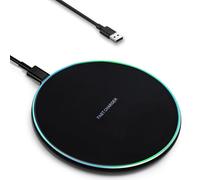 ideallife Cargador inalámbrico con luz indicadora, almohadilla de carga inalámbrica rápida con cable USB-C integrado, certificado Qi de 15 W máximo, compatible con iPhone 15/14/13/12/XS AirPods,