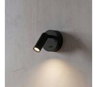 Ideallux Foco de pared LED Ideal Lux Bean, Ø 7 cm, metal negro/vidrio