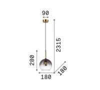Ideallux Ideal Lux Empire Sfera lámpara colgante, cristal transparente/gris ahumado