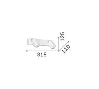 Ideallux Ideal Lux foco de pared Rudy Square, blanco, 2 luces, metal