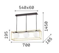 Ideallux Ideal Lux lámpara colgante Lingotto, 3 luces, una jaula, negro