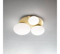 Ideallux Ideal Lux lámpara de techo Ninfea, color latón, cristal opalino, 3 luces.