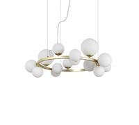 Ideallux Ideal Lux Perlage colgante latón/blanco 14flg Ø 85 cm True