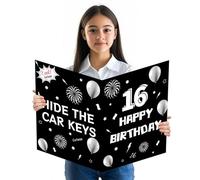 Idealmuzik Funny- Tarjeta de cumpleaños número 16 para niños y niñas de 14 x 22 pulgadas, tarjeta gigante gigante de dieciséis cumpleaños con sobre, celebración de hitos de gran tamaño