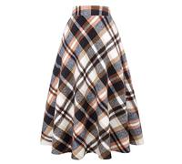 IDEALSANXUN Falda clásica para Mujer | Cintura alta con cremallera lateral, totalmente forrada, dos longitudes (media pantorrilla/largo), varios estampados a