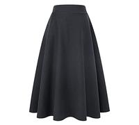 Idealsanxun, Faldas largas de Lana a Cuadros para Mujer, Cintura elástica, Acampanada, Plisadas, Gris Oscuro Largo., XXXL