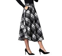Idealsanxun, Faldas largas de Lana a Cuadros para Mujer, Cintura elástica, Acampanada, Plisadas, XXXL