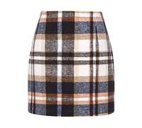 IDEALSANXUN - Minifalda de lana tipo lápiz de cintura alta para mujer | Cremallera lateral, longitud por encima de la rodilla, cintura alta con forro suave, ropa de moda de otoño e invierno