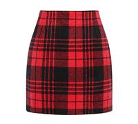 IDEALSANXUN - Minifalda de lana tipo lápiz de cintura alta para mujer | Cremallera lateral, longitud por encima de la rodilla, cintura alta con forro suave, ropa de moda de otoño e invierno