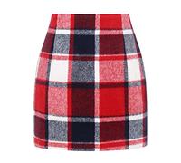 IDEALSANXUN - Minifalda de lana tipo lápiz de cintura alta para mujer | Cremallera lateral, longitud por encima de la rodilla, cintura alta con forro suave, ropa de moda de otoño e invierno