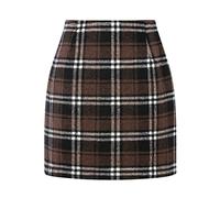 IDEALSANXUN - Minifalda de lana tipo lápiz de cintura alta para mujer | Cremallera lateral, longitud por encima de la rodilla, cintura alta con forro suave, ropa de moda de otoño e invierno