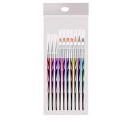 IDEANATEGRATE 10piezas Pinceles para Manicura con Mango de Rombo Electrochapado Herramientas Creativas para Pintura y Escultura de Uñas Accesorios Esenciales para Arte de Uñas Mujeres