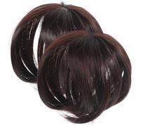 IDEANATEGRATE 2 Piezas de Postizos Lisos para Mujer 15 Cm, Pelucas Postizas para Cabello Fino, Parte Superior Cabeza, Color Marrón Oscuro, sin Clips, Cobertura de Canas para Uso Diario