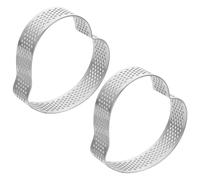 IDEANATEGRATE 2 Piezas Molde para Pastel en Forma de Corazón de Acero Inoxidable Anillos Perforados de 8cm, Diseño Romántico, Fácil Limpieza y Desmolde sin Esfuerzo para Hornear