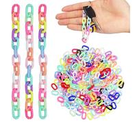 IDEANATEGRATE 200 Piezas de Eslabones de Cadena Acrílicos Ovalados en Colores Pastel, Accesorios para Manualidades DIY Superficie Lisa y Conectores Rápidos para Cadenas de Bolso y Teléfono