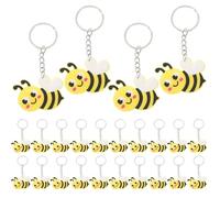IDEANATEGRATE 24 Piezas Llavero Colgante de Abeja de Dibujos Animados Decorativo y Ligero de Pvc y Metal para Decoración de Llaves y Bolso