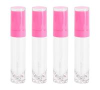 IDEANATEGRATE 4 Botellas Vacías para Brillo de Labios 8 Ml, Tubos Plásticos Pequeños para Maquillaje, Envases Rellenables de Brillo Labial Diy, Color Rosa Fucsia, Ideales para Viajes y Uso