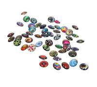 IDEANATEGRATE 50 Botones a Presión de Vidrio Base de Cobre para Pulseras y Collares, Efecto 3d, Accesorios Chic para Manualidades de Joyería DIY Varios estilos