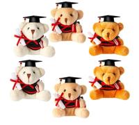 IDEANATEGRATE 6 Llaveros de Peluche de Oso Graduado para Decoración de Fiesta y Hogar, Pequeños, Cómodos de Llevar y Adorables Adornos de Felpa para Niñas