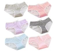 IDEANATEGRATE 6piezas Bragas Triángulo de Algodón para Mujer Rayas Marino con Lazo Cintura Elástica Transpirable Ropa Interior Cómoda y Pack de Tallas Únicas Color Aleatorio