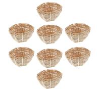IDEANATEGRATE 8 Piezas Nido de Pájaro de Bambú Nidos de Pájaros Tejidos con Ganchos, Color Caqui, para Jaulas de Aves Pequeñas y Loros, Hecho a Mano para Cría y Descanso