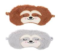 IDEANATEGRATE Antifaz de Peluche para Dormir 2 Unidades Diseño de Mono Gris y Marrón, Máscara Opaca para Bloqueo Total de Luz, Banda Elástica Ajustable, Cómoda para Viajes, Siestas y Sueño