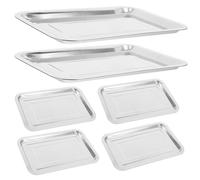 IDEANATEGRATE Bandeja 6 Piezas Acero Inoxidable Rectangular | Distribución Uniforme del Calor, Cocina para Asar, Servir Alimentos, Uso Exterior y Eventos