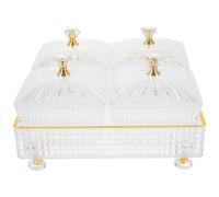 IDEANATEGRATE Bandeja de Snack Dividida con Tapa Transparente de 4 Compartimentos para Servir Frutos Secos y Postres en Cenas Familiares Diarias Reutilizable