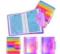 IDEANATEGRATE Bolsa de Almacenamiento Cuadrada Práctica para Organizar Plantillas de Uñas Capacidad para 20 Tarjetas de Cuero Púrpura para Placas de Estampación de Uñas