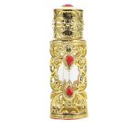 IDEANATEGRATE Botella de Perfume Árabe Dorada, Rellenable y Portátil de 3 Ml, de Aleación y Vidrio, Adecuado para Viajes y Fiestas Diseño Artesanal y Sofisticado