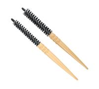 IDEANATEGRATE Cepillo de Madera Redondo para Mejorar Textura y Volumen para Cabello 2piezas Cerdas de Nylon Antistáticas en Peinados Secador