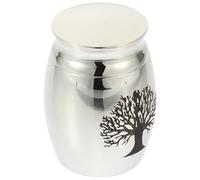 IDEANATEGRATE Contenedor Urna Mascotas Cremación para Inoxidable Acero Diseño Superficie Lisa y Portátil en Cenizas Color Plata para Compañeros Domésticos
