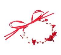 IDEANATEGRATE Diadema de Flores Rojas para Mujer, Banda Ajustable Ligera de 14.56 Pulgadas, Tocado para Bodas y Fiestas Elegantes