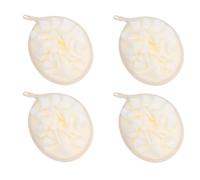 IDEANATEGRATE Esponja de Baño Exfoliante de 4piezas Color Beige Cuerda para Colgar, Material Pe, Producción de Espuma Rica para Ducha y Cuidado Corporal