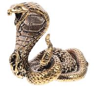 IDEANATEGRATE Estatua de Serpiente de Latón Dorado Figura Adorno y Realista para Escritorio o Gabinete de TV para Manualidades y Colgante de Bolso