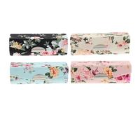 IDEANATEGRATE Estuche de Lápiz Labial Floral Retro de Tela 4 Piezas, Espejo Incorporado y Cierre Firme, Diseño Delicado Adecuado para Mamás y Amigas