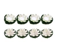 IDEANATEGRATE Flores de Loto Artificiales Flotantes 8 Piezas, Plantas de Estanque Simuladas en Color Claro 10 Cm, Decoración Realista para Piscina, Pecera y Jardín Acuático