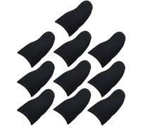 IDEANATEGRATE Fundas para Dedos Elásticas y Antisudor para Juegos en Móvil, 10 Piezas Negras de Nylon y Tela Plateada, Mejora Experiencia Táctil en Pantalla