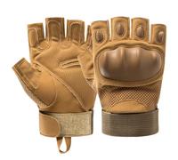 IDEANATEGRATE Guantes de Medio Dedo para Montañismo y Ciclismo, Talla L XL | Tejido Transpirable, Cierre de Muñeca Ajustable, Khaki, para Pesas y Agarre en Gimnasio